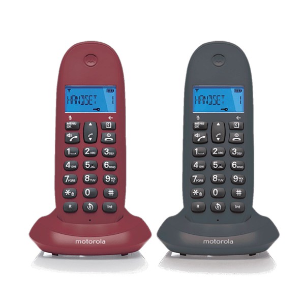 Motorola c1002lb+ negro teléfono fijo inalámbrico pack duo con manos