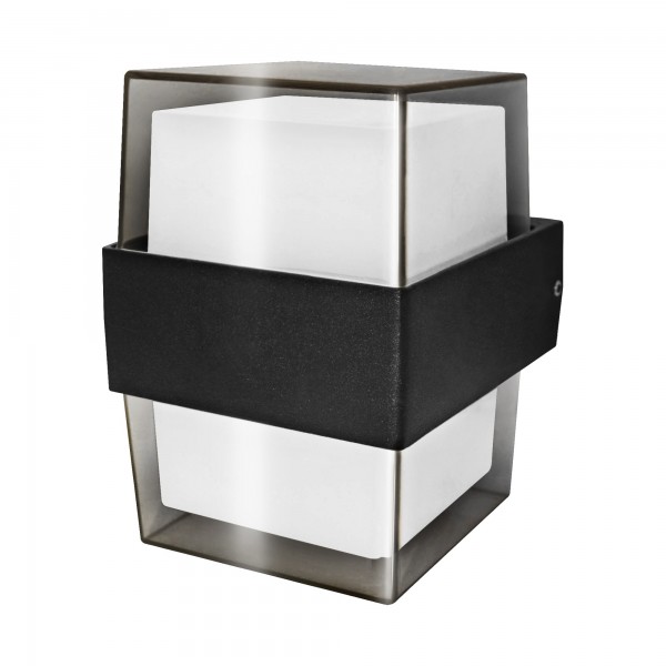 Aplique led luxe cuadra.negro ip54 10w.f